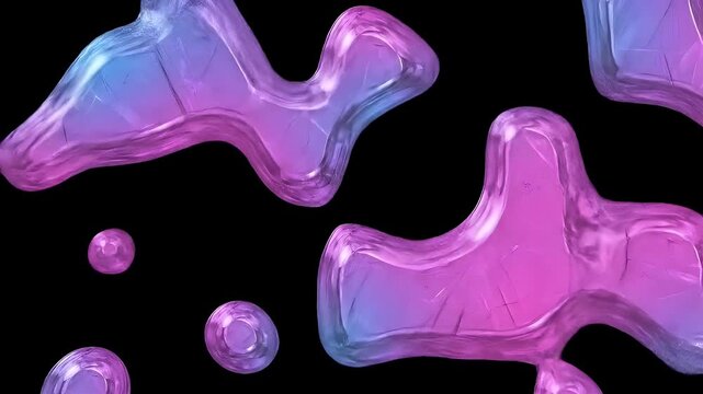 Abstract liquid shapes in gradient colors on black background