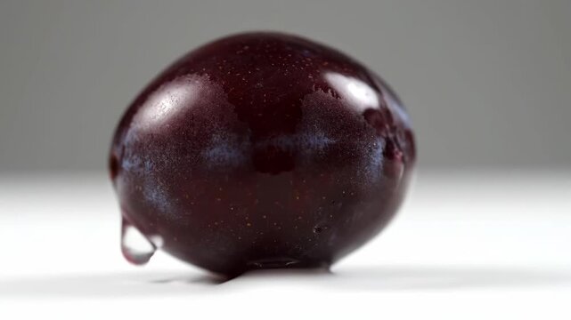 Purple plum macro close-up material, purple plum syrup dripping close-up