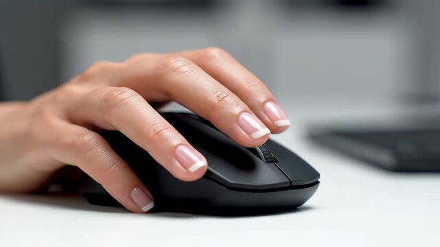 Women using mice to work, office workers holding mice