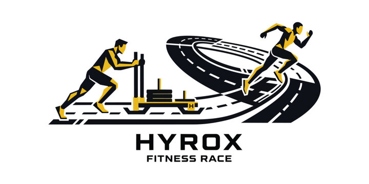 Minimalist Vector Illustration of Fitness Race Elements