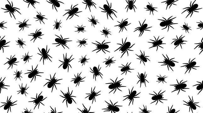 Collection of black silhouettes of insects, flies, and bugs on for design