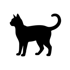 Black cat silhouette, feline icon, animal shape, pet design © himel
