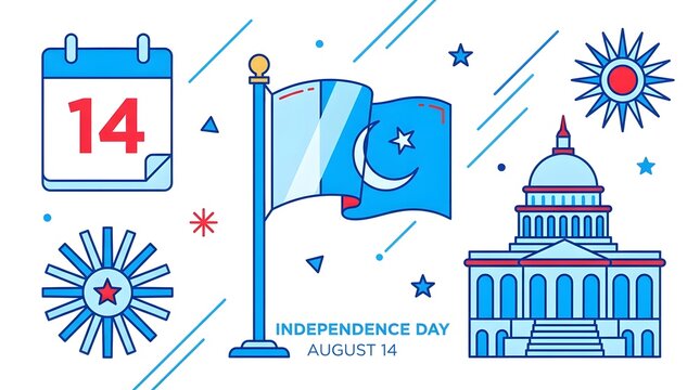 Celebrating Independence Day with National Flag and Government Building Icon
