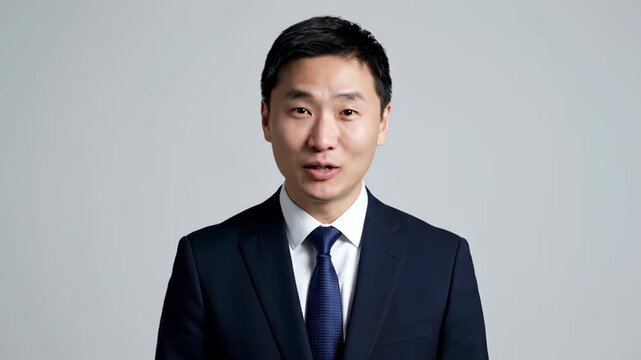 Business man front bust image, business man smiling ID photo