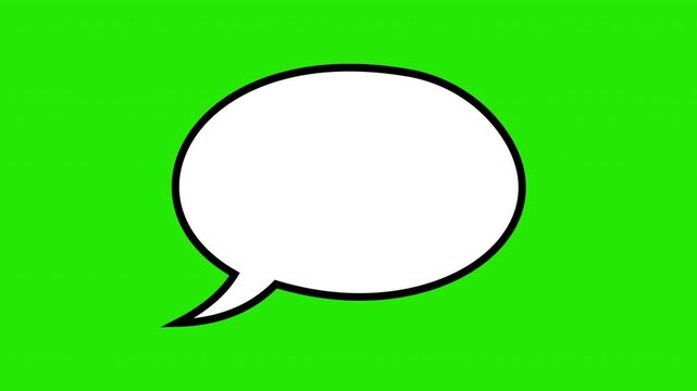 Comic book speech bubble animation on green screen, blank thought balloon for dialogue and messaging