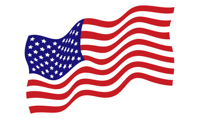 Fototapeta premium Waving United States flag isolated on white background. Patriotic national symbol American flag. Flat style. Vector illustration