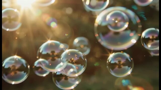 Sunlight And Bubbles Floating In The Air, Bokeh Background