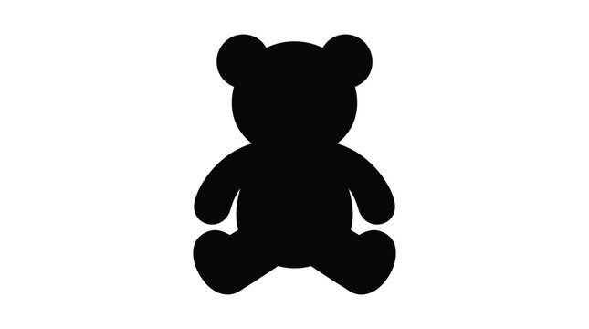 Black teddy bear silhouette on a white background simple graphic design