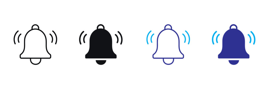 Notification bell icon. Alert symbol. Incoming inbox message. Simple pictogram for reminder, alarm, message notification, app update, warning, ring, announcement and user interface notice vector