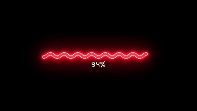 Cyberpunk loading bar. Futuristic uploading progress bar with glitch effect, Retro animation uploading with glitch effect on black background. 4k video.