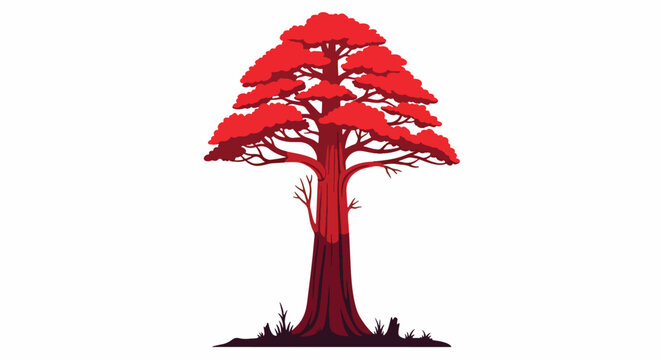 Red maple tree with vibrant autumn foliage silhouette.