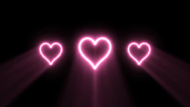 Pink heart-shaped light and shadow special effects material, pink neon heart stage back