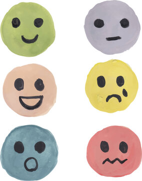 Hand-Painted Emotion Faces Elements Set