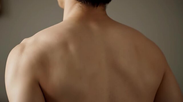 Close-up of male back muscles, male back muscles display