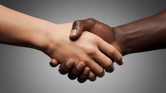 Handshake scenes of people with different skin colors, close-up of handshakes of people with different skin colors