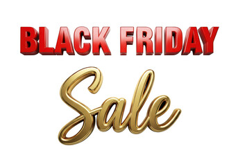 Fototapeta premium A really elegant and stylish black friday sale sign with red and gold metallic glow letters on transparent background