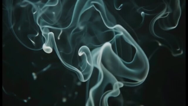 Abstract Swirling Blue Smoke Tendrils on Black Background