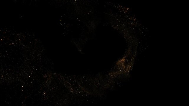 Golden Particles Steam, Gold Dots Flow, Alpha Channel Background 
