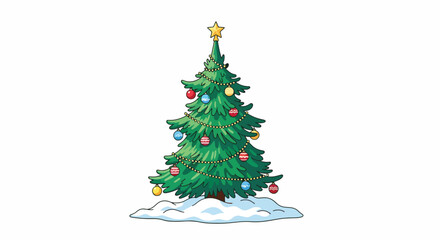 Obraz premium Decorative Christmas tree with colorful lights and star topper.