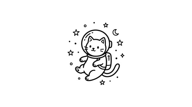 Astronaut Cat in Space Helmet.