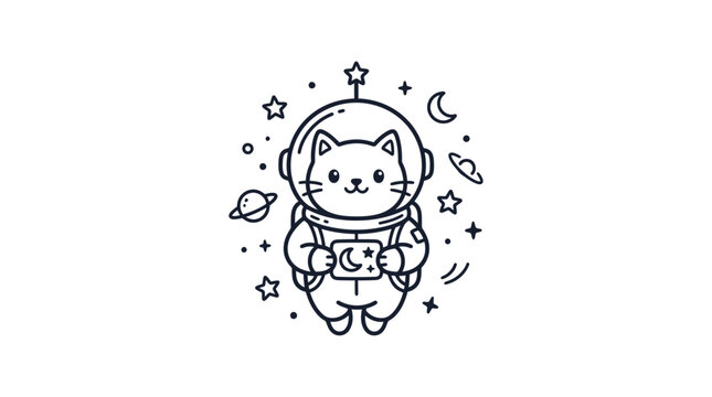 Cute Cat in Space Suit.