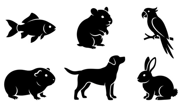 Black Animal Silhouette Icon Collection