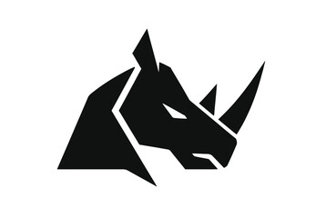 Fototapeta premium Geometric rhinoceros head logo for corporate branding.