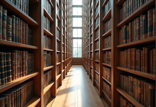 Stunning Library with Towering Shelves of Reference Books in Inspiring Architecture Emphasizing Aesthetic Arrangement