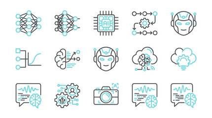 Fototapeta premium Collection of Technology and Artificial Intelligence Icons in a Bundle