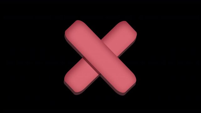 sticking plaster  criss-cross negative no or incorrect icon symbol for wrong answers or restricted access animated 4K sign on a transparent alpha background
