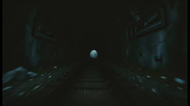 Mysterious Floating Egg in Dark, Creepy Hallway