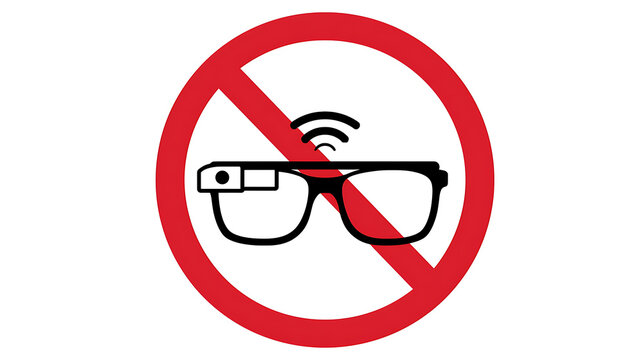 Smart Glasses Prohibition Sign: A clear vector illustration indicating no smart eyewear allowed, emphasizing privacy and restriction in designated areas