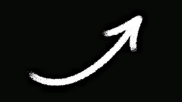 White chalk texture arrow sign pointer bundle on black background. Hand drawn charcoal sketch element layout for creative transition footage underground music video intro design clip art.