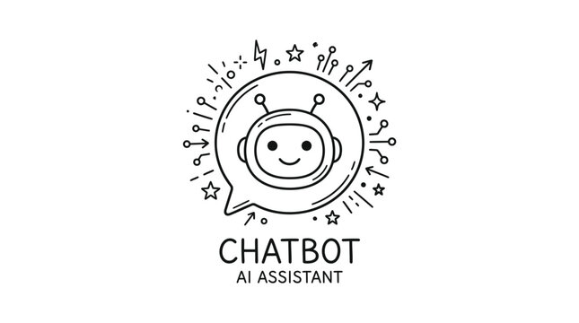 Chatbot AI assistant robot logo design.