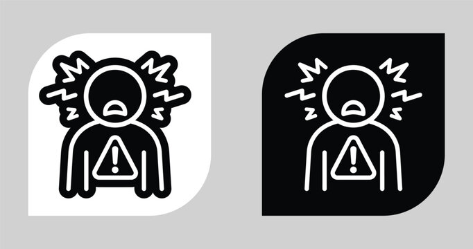 Stressed person icon with lightning bolt symbols representing anxiety and mental pressure psychology difficulty feelings collapse abstract