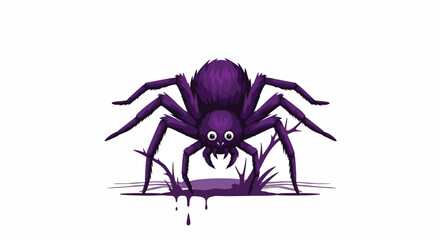Cute purple cartoon octopus character illustration. © MASJAB