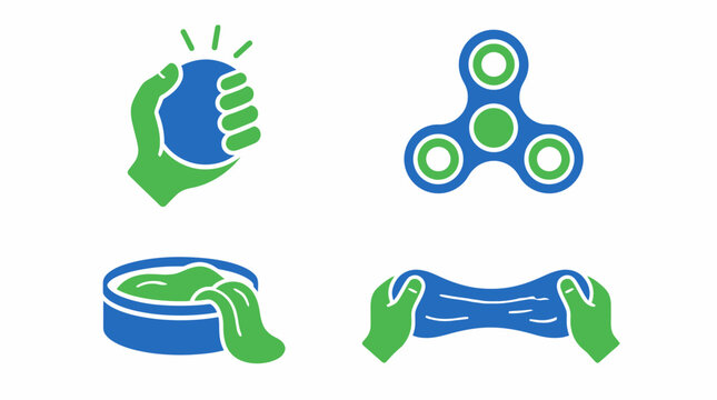 Fidget toy sensory set including spinner and slime.