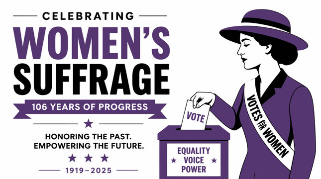 Women's suffrage anniversary celebration equality poster design.