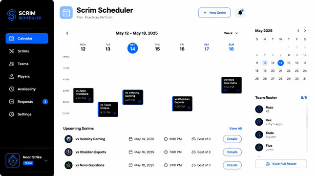 Digital scheduling software interface for team management.