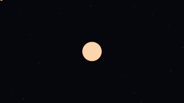 Glowing sun sphere pulsing in deep space background, abstract cosmic light animation 4k