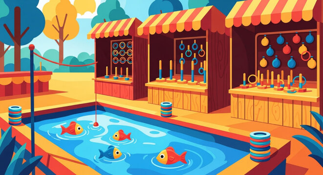 Funfair Ring Toss and Fish Pond Games
