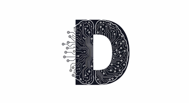 Black and white ornate decorative monogram letter D design.