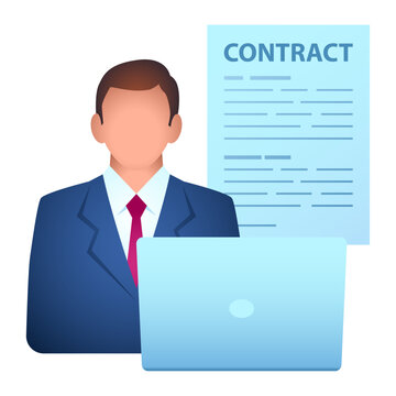 Contract Job Icon, Employment Agreement, Contract Employment, Fixed Term Worker, Professional Hiring and Human Resources Illustration