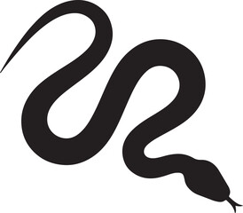 Fototapeta premium Simple black silhouette of a winding snake with a forked tongue, isolated on a white background, for wildlife or nature themes also transparent background