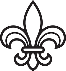 Stylized black and white fleur de lis emblem, a classic heraldic lily representing royalty, tradition, and french cultural heritage also transparent background © Pixel With MH