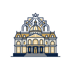 Obraz premium Symmetrical classical architectural building palace logo illustration.