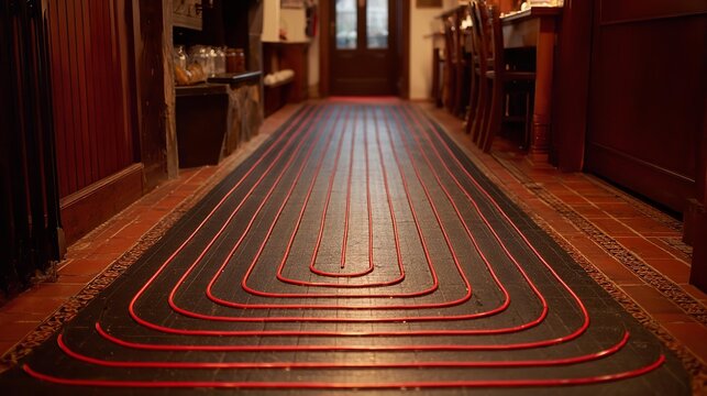 underfloor heating system in construction of new residential house