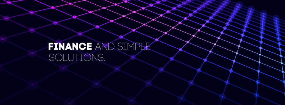Game grid neon background tech abstract retro digital arcade pattern. Purple and blue 3d futuristic wireframe floor with glowing. Nodes and perspective depth synthwave vr hud backdrop.