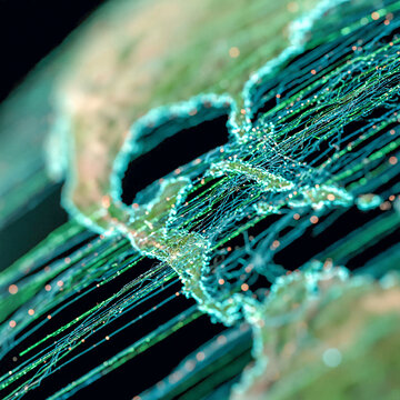 Abstract Neural Network Threads in Glowing Organic Form