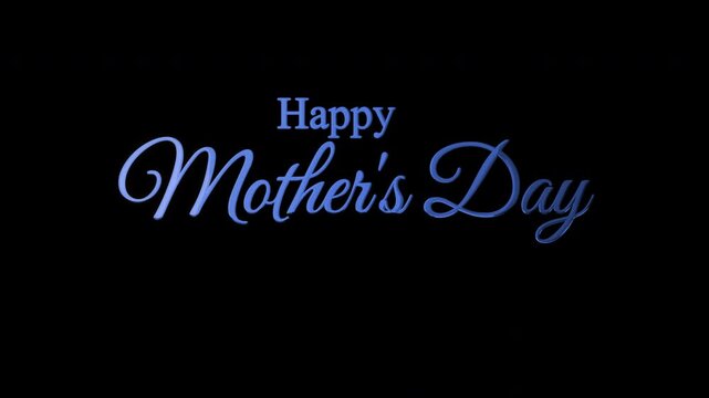 Happy Mother's Day animated text in blue on a black background, suitable for greeting cards, social media posts, and advertisements.
